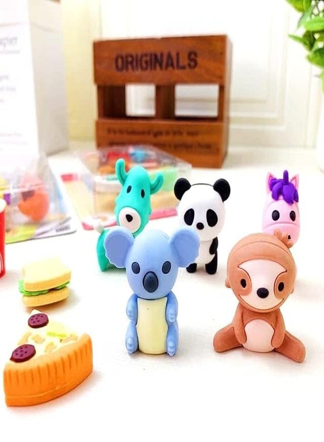 Mallexo Cartoon Jungle Animal Eraser for Kids Different Shapes Soft and Smooth Professional Erasers Animals Theme Pencil Rubber Toy for School Students Non Toxic Stationary Erasars Pack of 17PC's - Image 4